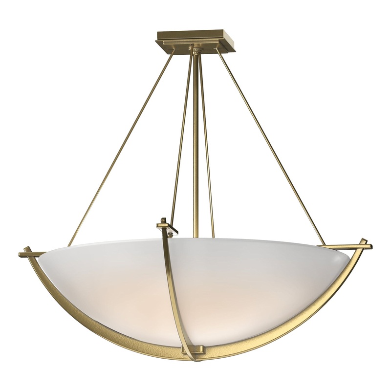 Compass Large Semi-Flush Modern Brass Opal Glass (GG)