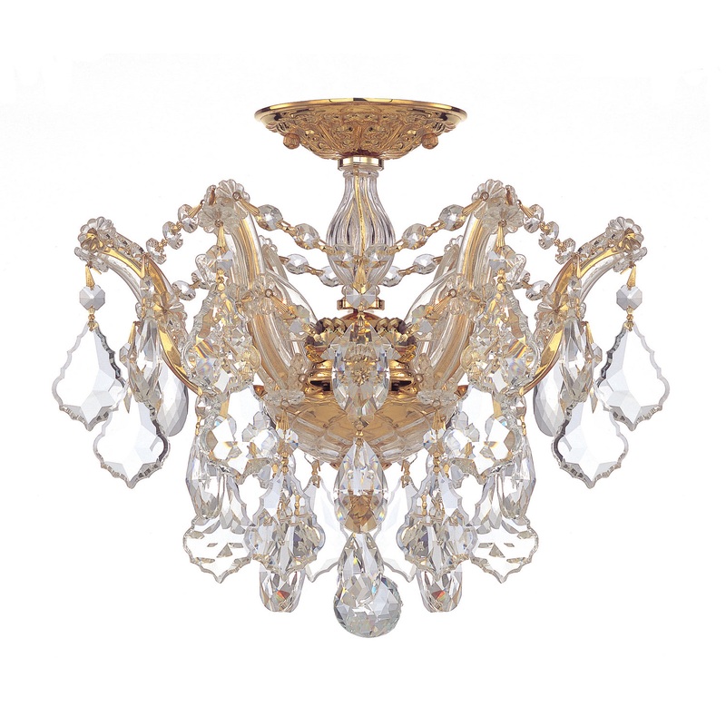 Crystorama 4430-GD-CL-MWP Maria Theresa Three Light Semi Flush Mount Gold