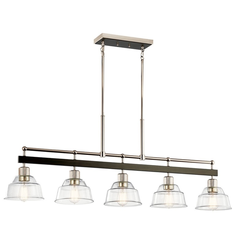 Kichler 52404PN Five Light Linear Chandelier, Polished Nickel