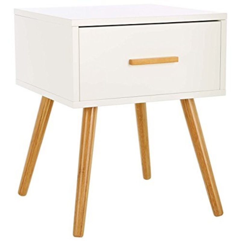 LOMOS Comodino Levi in Legno di Colore Bianco con Un cassetto
