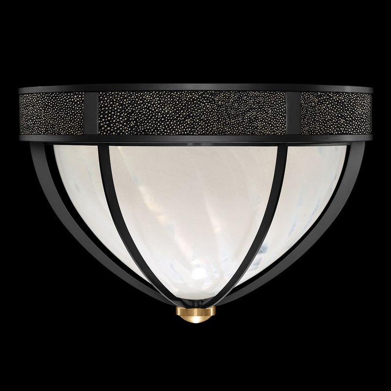 Mirage 18.75″W Round Flush Mount Black Iron/Brass/Black Knight