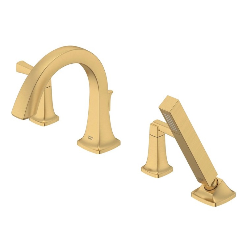 Roman Tub Trim Townsend Deck Mount with Handshower 2 Lever Brushed Cool Sunrise CALGreen/CEC ADA 4 Hole