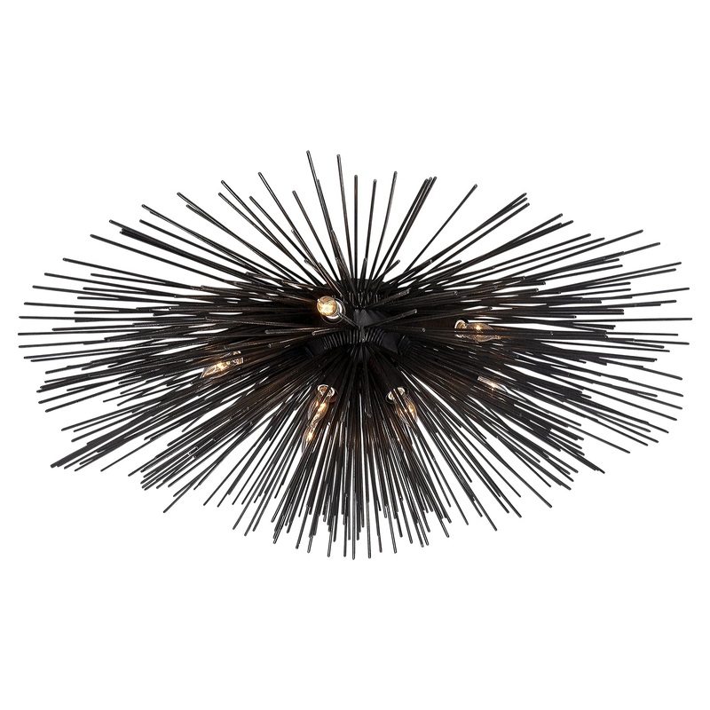 Ten Light Flush Mount from the Strada Collection in Aged Iron Finish by Visual Comfort Signature