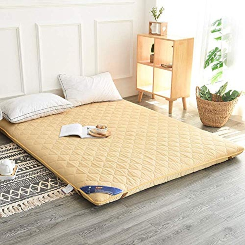 Z&HA Materasso Futon Caldo Spesso, Materasso Futon Memory Foam, Materasso Letto Pieghevole con Cuscino Antiscivolo,Beige,120x 200cm