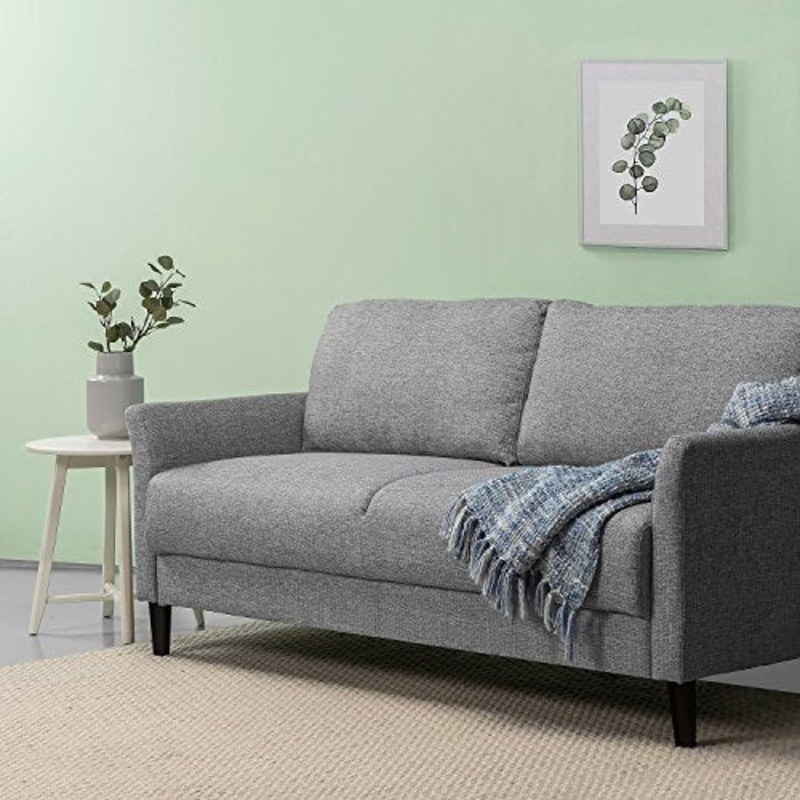 Zinus Divano Imbottito in Tessuto, Grigio Chiaro, 180x79x87cm