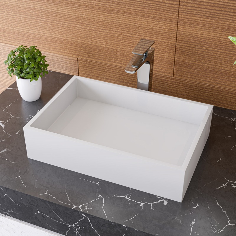 20″ x 14″ White Matte Solid Surface Resin Sink