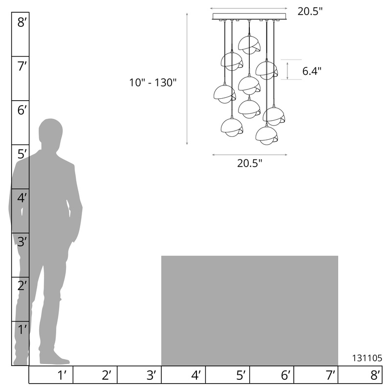 Brooklyn 9-Light Double Shade Pendant White Natural Iron
