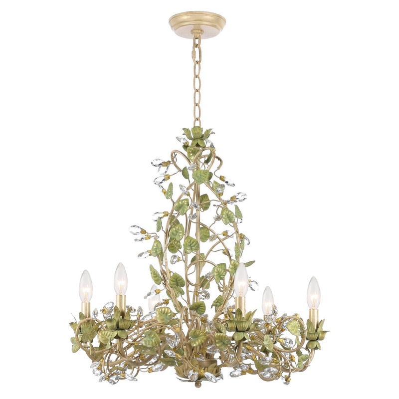 Crystorama 4846-CT Josie Six Light Chandelier Champagne Green Tea