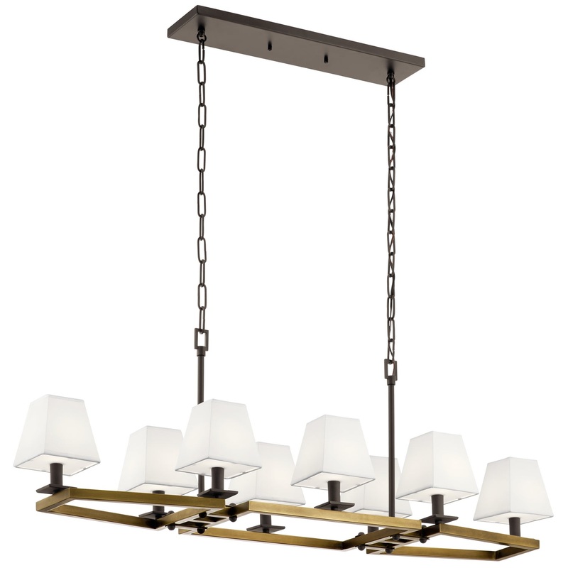 Eight Light Linear Chandelier from the Dancar Collection in Natural Brass Finish by Kichler