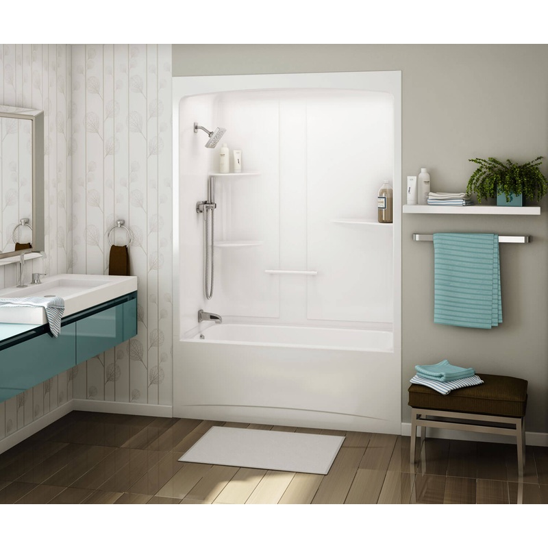 MAAX 107000-SR-000-001 ALLIA TSR-6032 Acrylic Alcove Right-Hand Drain Three-Piece Tub Shower in White