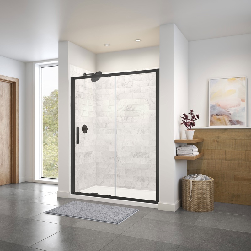 MAAX 135243-900-340-000 Connect 55 -57 x 72 in. 6mm Sliding Shower Door for Alcove Installation with Clear glass in Matte Black