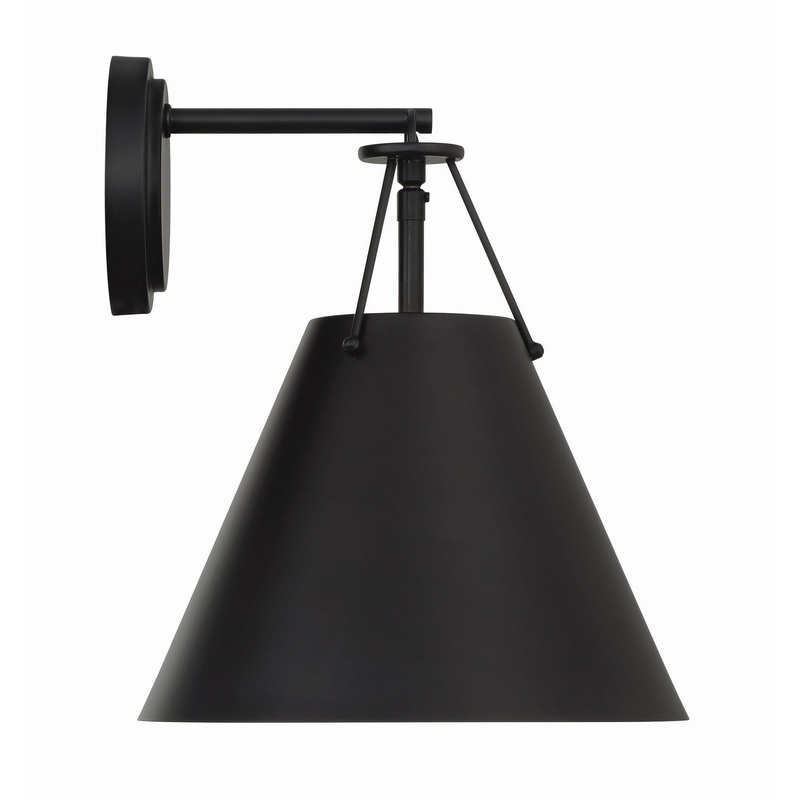 One Light Task Sconce from the Xavier Collection in Matte Black Finish by Crystorama
