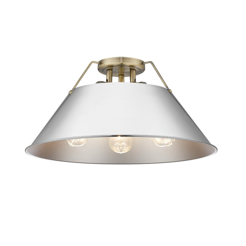 Three Light Flush Mount from the Orwell Collection in Aged Brass Finish by Golden