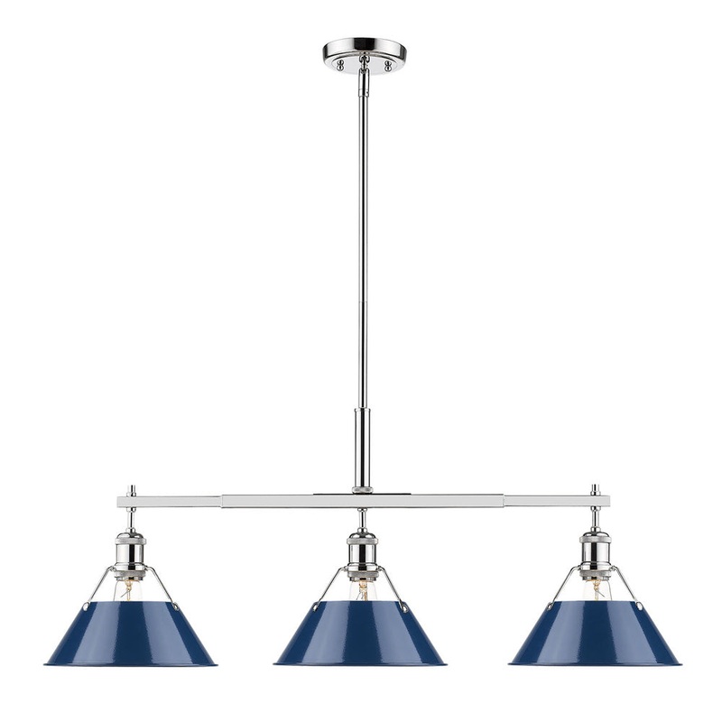 Three Light Linear Pendant from the Orwell Collection in Chrome Finish by Golden