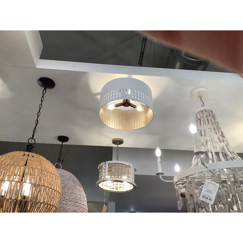 Three Light Semi-Flush Mount from the Dash Collection in Aged Brass and White Finish by Capital Lighting (Clearance Display, Final Sale)