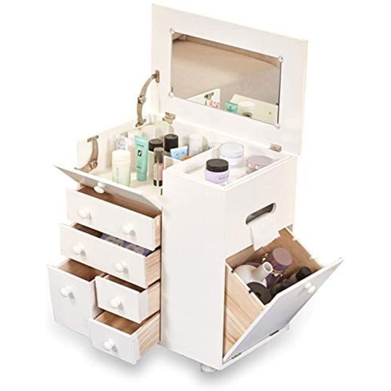 UWY Armadietto da toeletta in Legno 2 in 1 Armadietto da Comodino Camera da Letto Semplice Armadio da Trucco per Finestra a bovindo
