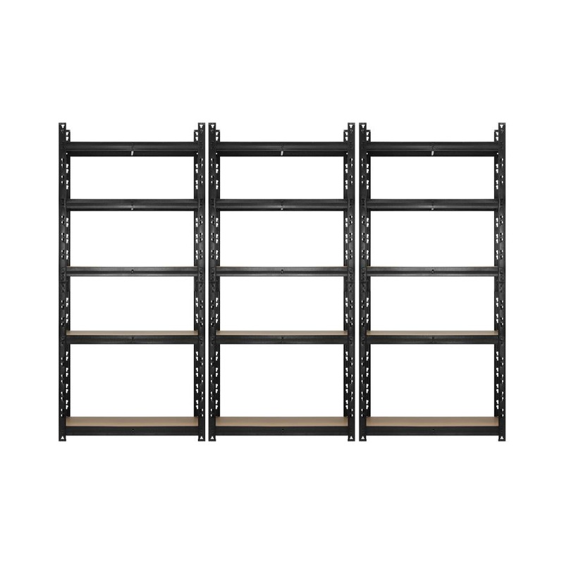 3x Warehouse Storage Rack 5-tier 1.5m Black
