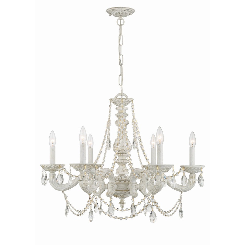 Crystorama 5026-AW-CL-S Paris Market Six Light Chandelier Antique White