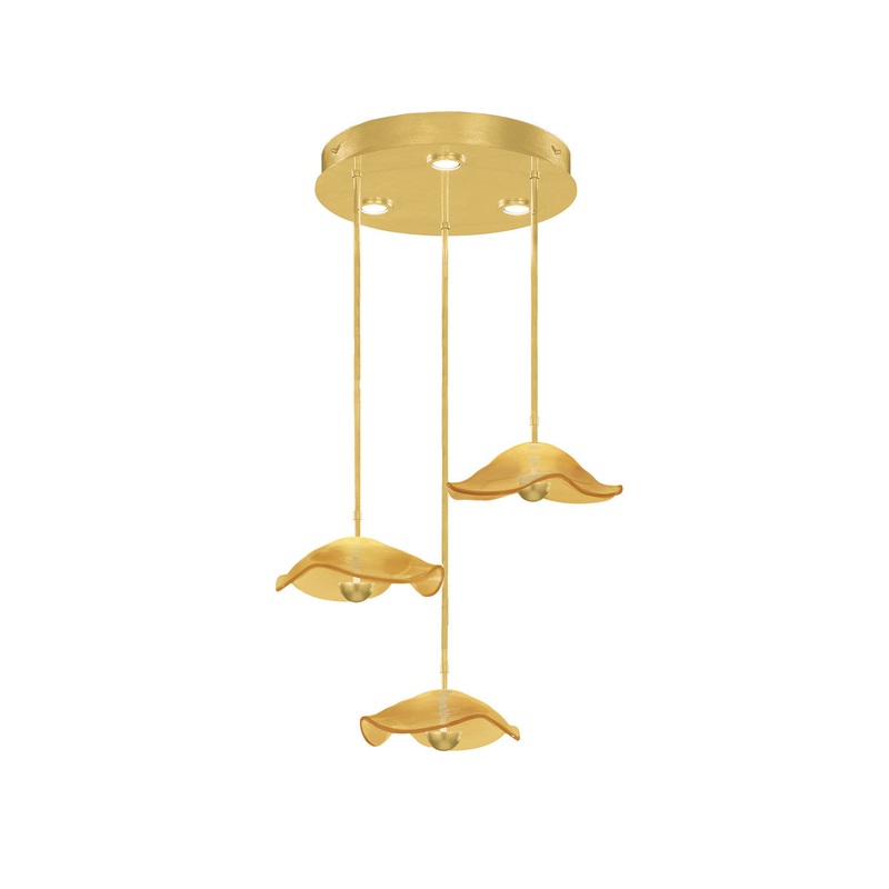 Embark 31.25″W Round Pendant Gold Leaf/Amber