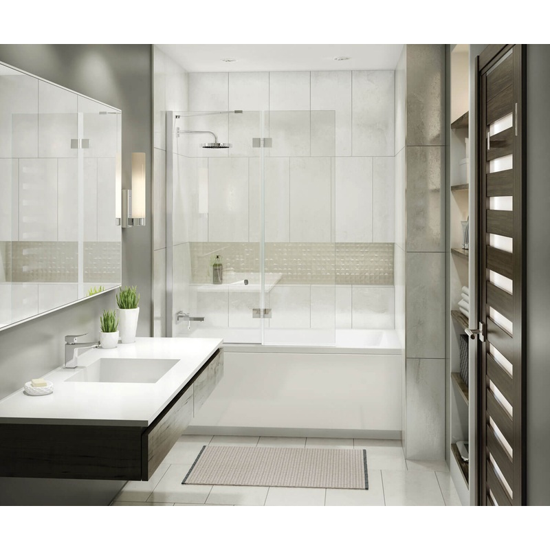MAAX 137502-900-084-000 Edge Duo 42 x 58 in. 8 mm Pivot Tub Screen for Alcove Installation with Clear glass in Chrome