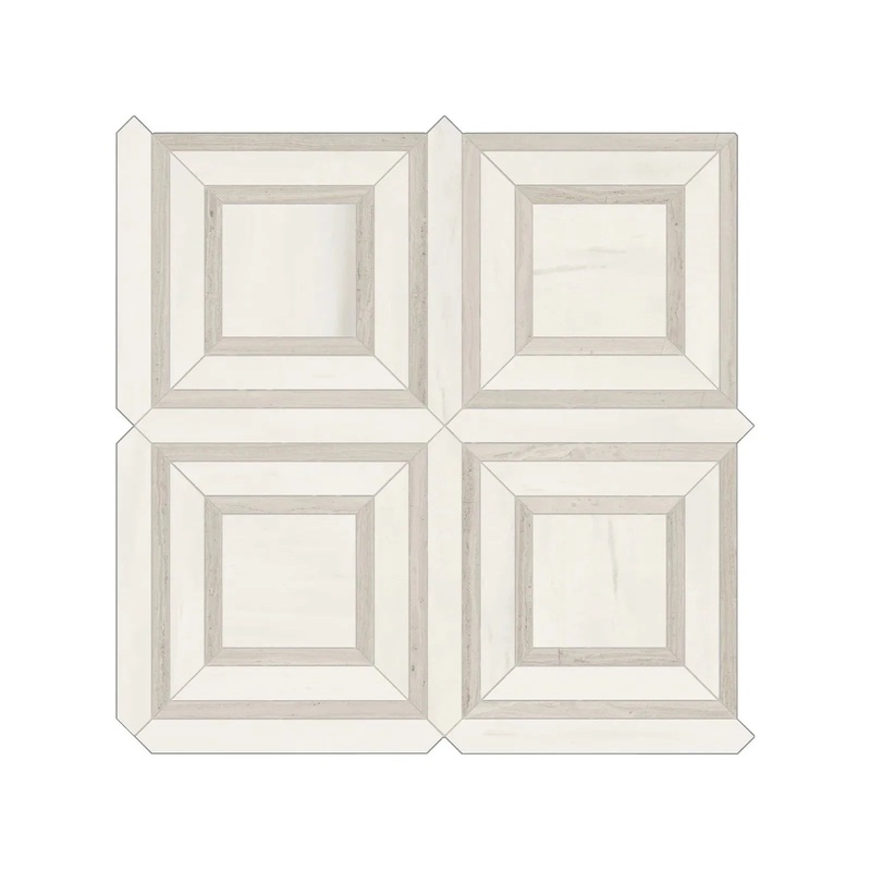 Mayfair Suave Bianco Piazza Polished Porcelain Mosaics. 1 Sheet = .96 Sq. Ft.