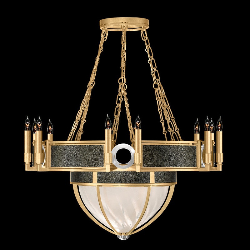 Mirage 35.75″W Round Chandelier Soft Gold Leaf/Nickel/Pebble