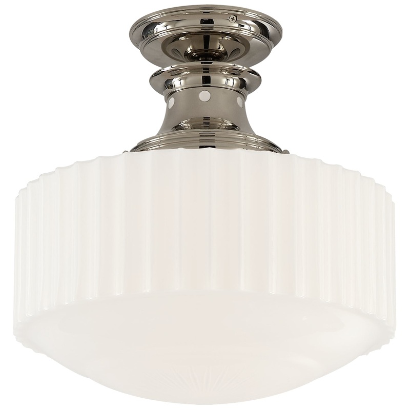 One Light Flush Mount from the Milton Road Collection in Polished Nickel Finish by Visual Comfort Signature