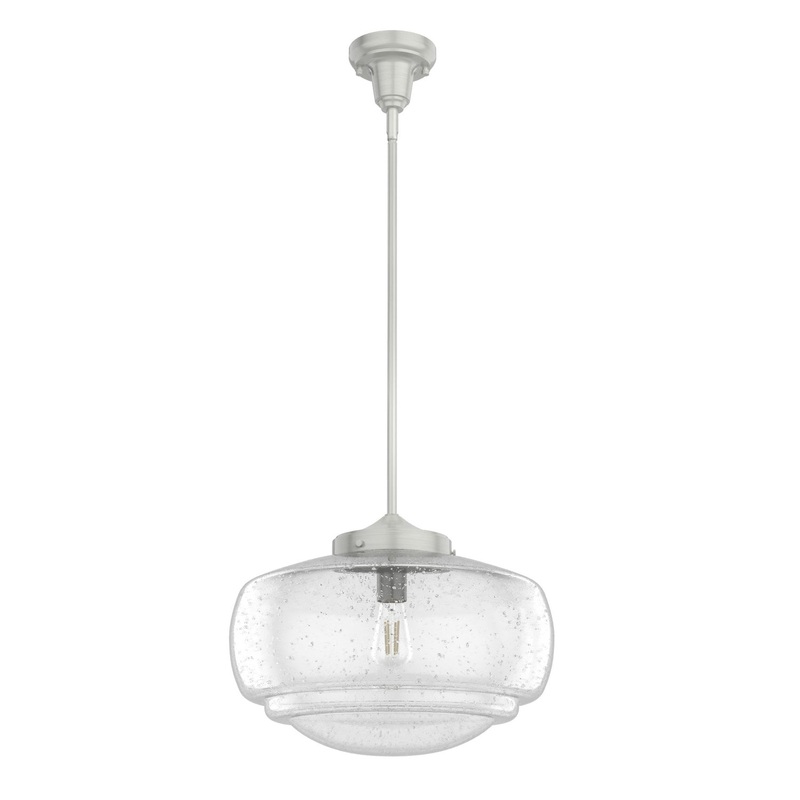 One Light Pendant from the Saddle Creek Collection in Brushed Nickel Finish by Hunter