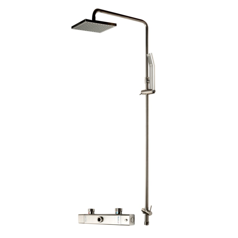 ALFI brand AB2862-BN Brushed Nickel Square Style Thermostatic Exposed Shower Set