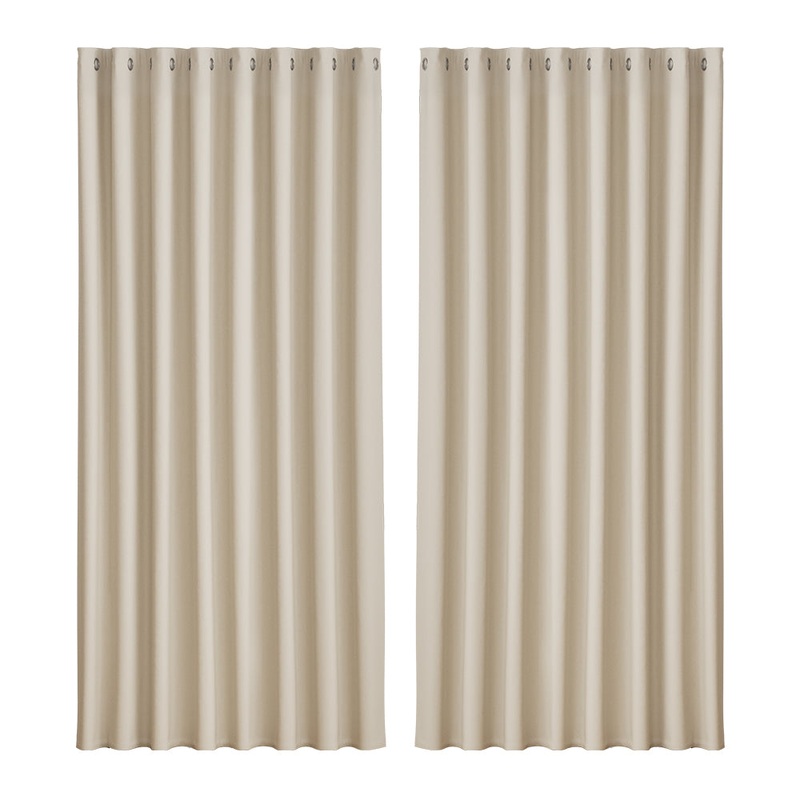 Artiss 2X Blockout Curtains Eyelet 300x230cm Beige