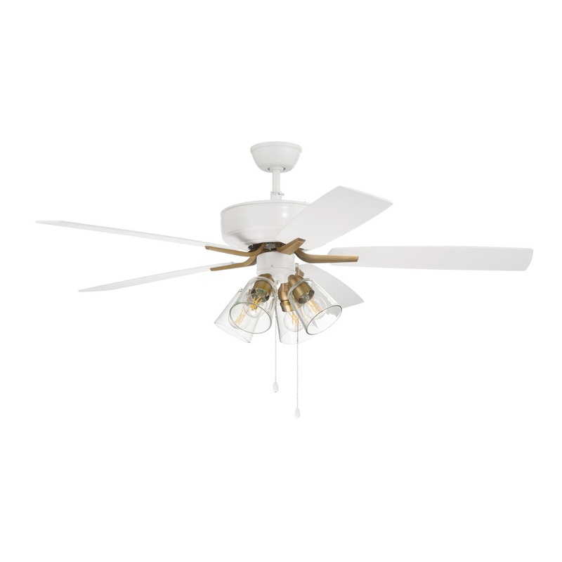 Craftmade P104WSB5-52WWOK Pro Plus 104 52″Ceiling Fan White/Satin Brass