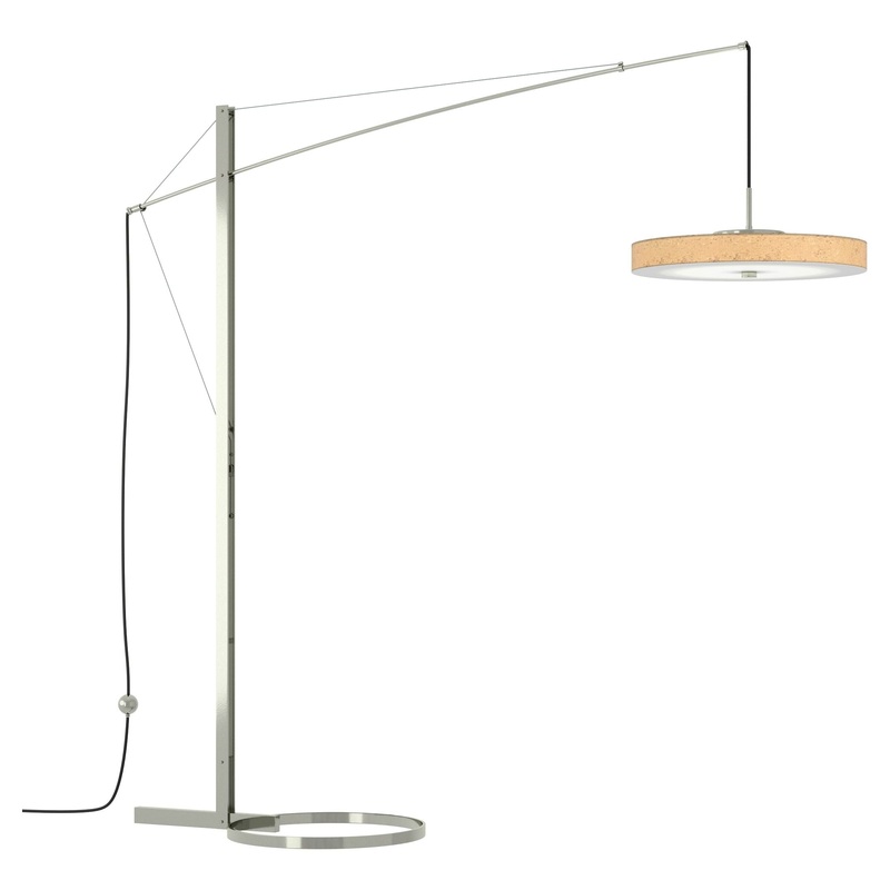 Disq Arc LED Floor Lamp Sterling Cork Shade (SG)