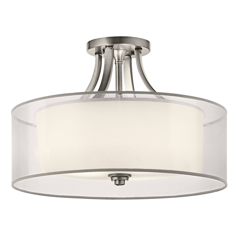 Kichler 42387AP Four Light Semi Flush Mount, Antique Pewter