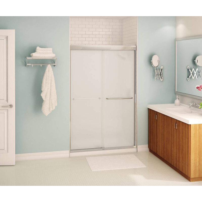 MAAX 135663-978-084-000 Aura 43-47 x 71 in. 6 mm Bypass Shower Door for Alcove Installation with Frosted glass in Chrome