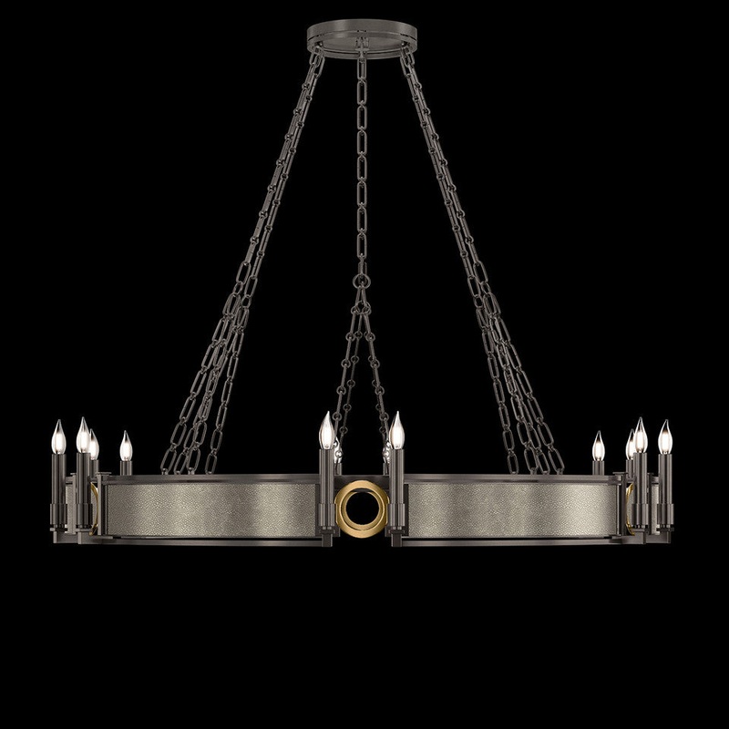 Mirage 49.75″W Round Chandelier Midnight Steel/Brass/Coco