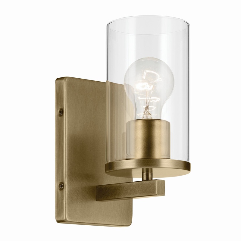 One Light Wall Sconce from the Crosby Collection in Natural Brass Finish by Kichler