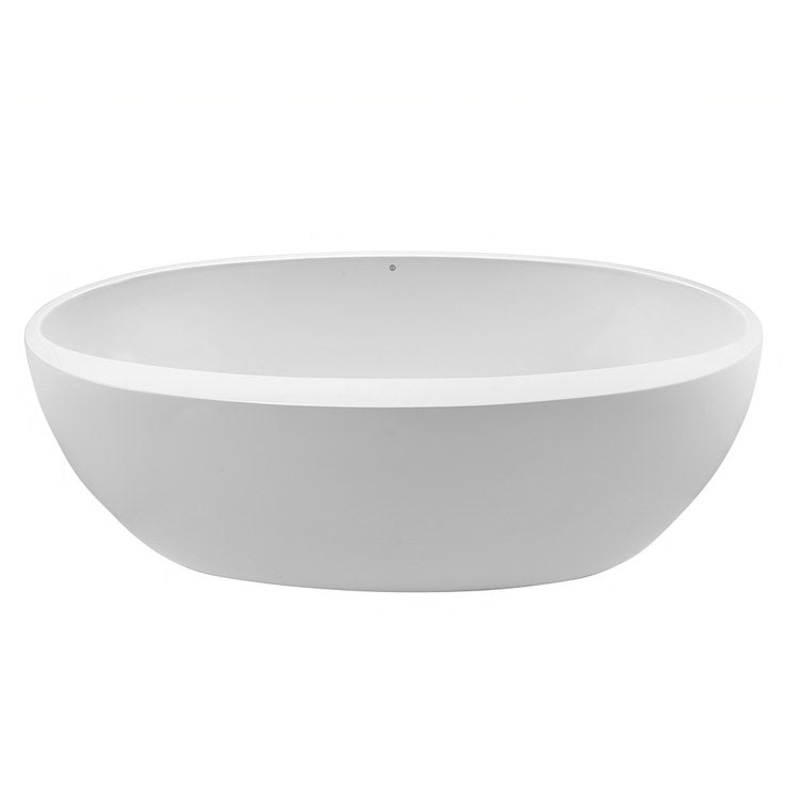 Soaking Tub Cassandra 71.75 x 37.5 Inch Freestanding Center White Matte Sculpturestone 77 Gallons 22-1/4 Inch