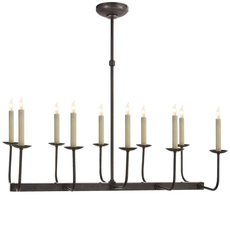 Ten Light Chandelier from the Linear Branched Collection in Bronze Finish by Visual Comfort Signature