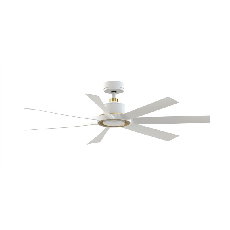60″Ceiling Fan from the Lenzi Collection in Matte White w/Brushed Satin Brass Finish by Fanimation