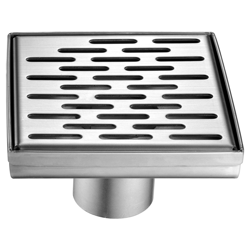 ALFI brand ABSD55C 5″ x 5″ Modern Square Stainless Steel Shower Drain with Groove Holes