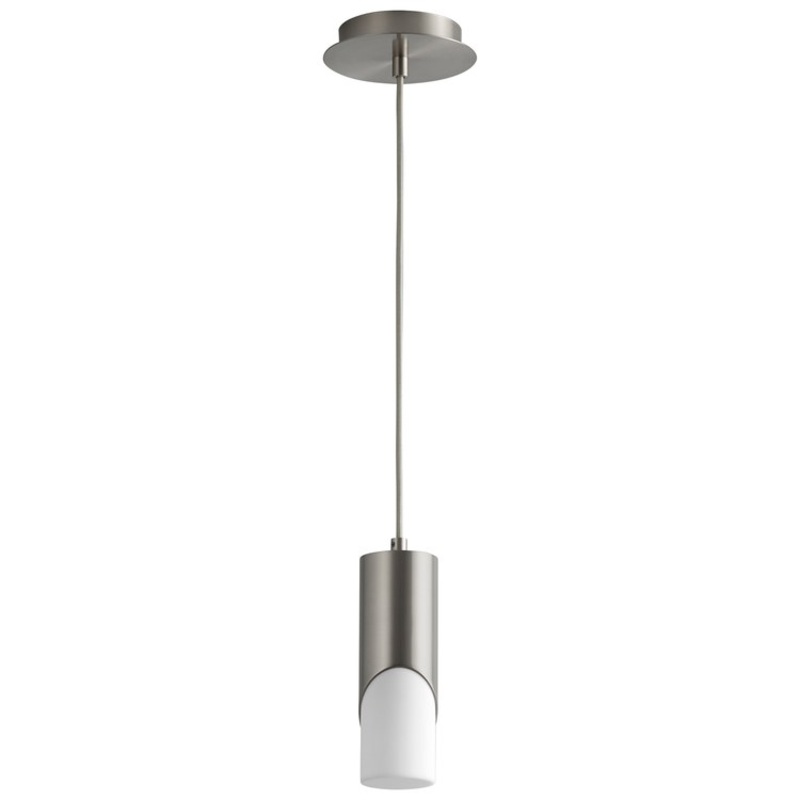 Ellipse Single-Light Short 2.75″ Mini Pendant with Acrylic Shade – Satin Nickel