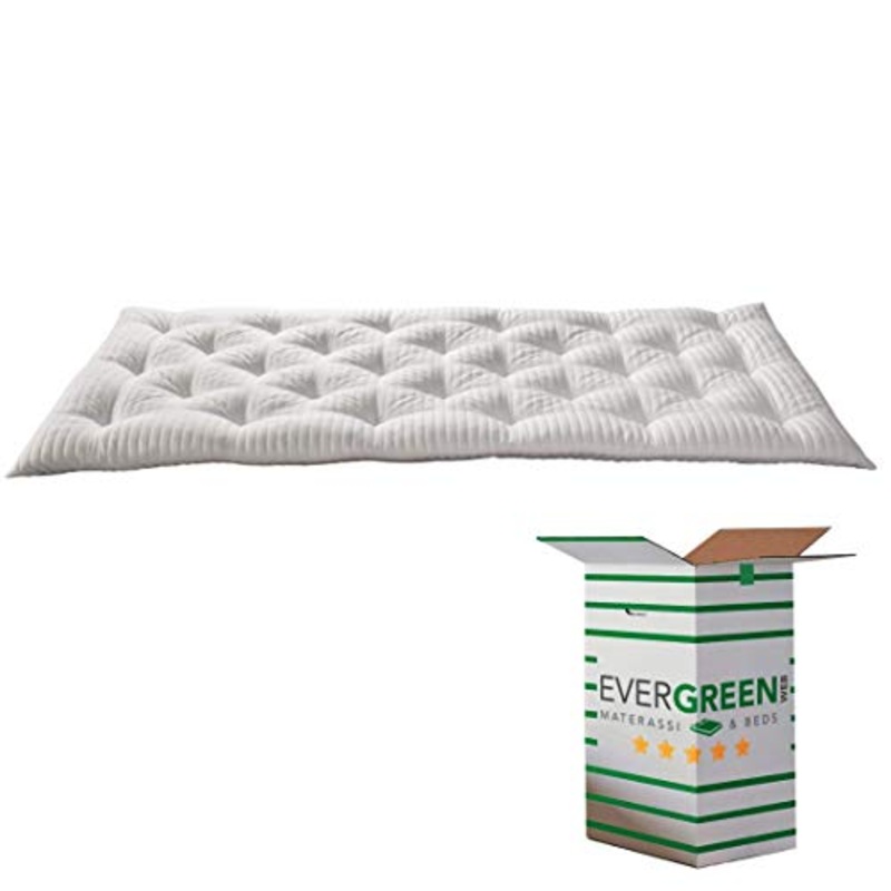 EVERGREENWEB MIGLIOR Topper Materasso Singolo 90×200 in Memory Foam Alto 8 cm Coprimaterasso con Imbottitura 100% Fiocco Morbido, Correttore per Materasso Scomodo, Futon con Rivestimento Anallergico