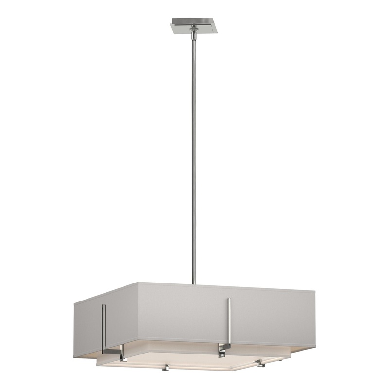 Exos Square Double Shade Pendant Sterling Natural Anna Inner Shade & Flax Outer Shade