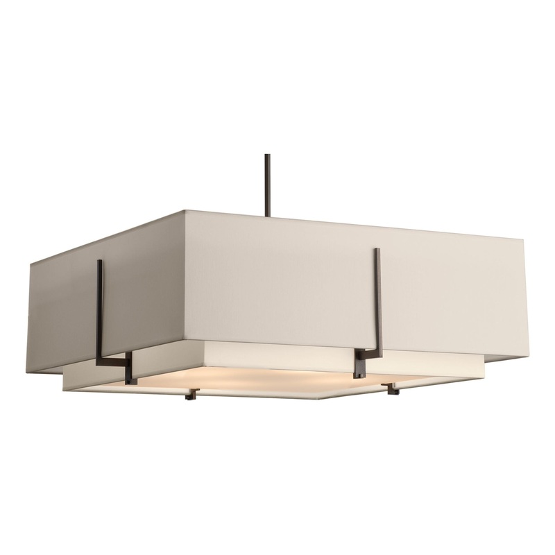 Exos Square Large Double Shade Pendant Dark Smoke Natural Anna Inner Shade & Flax Outer Shade