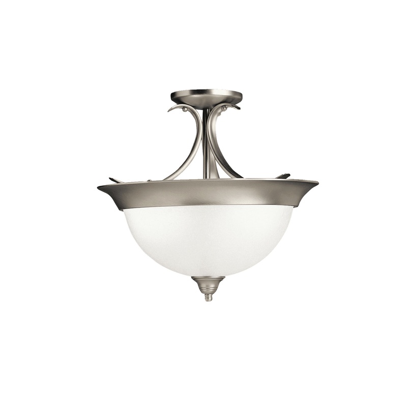 Kichler 3623NI Three Light Semi Flush Mount, Brushed Nickel