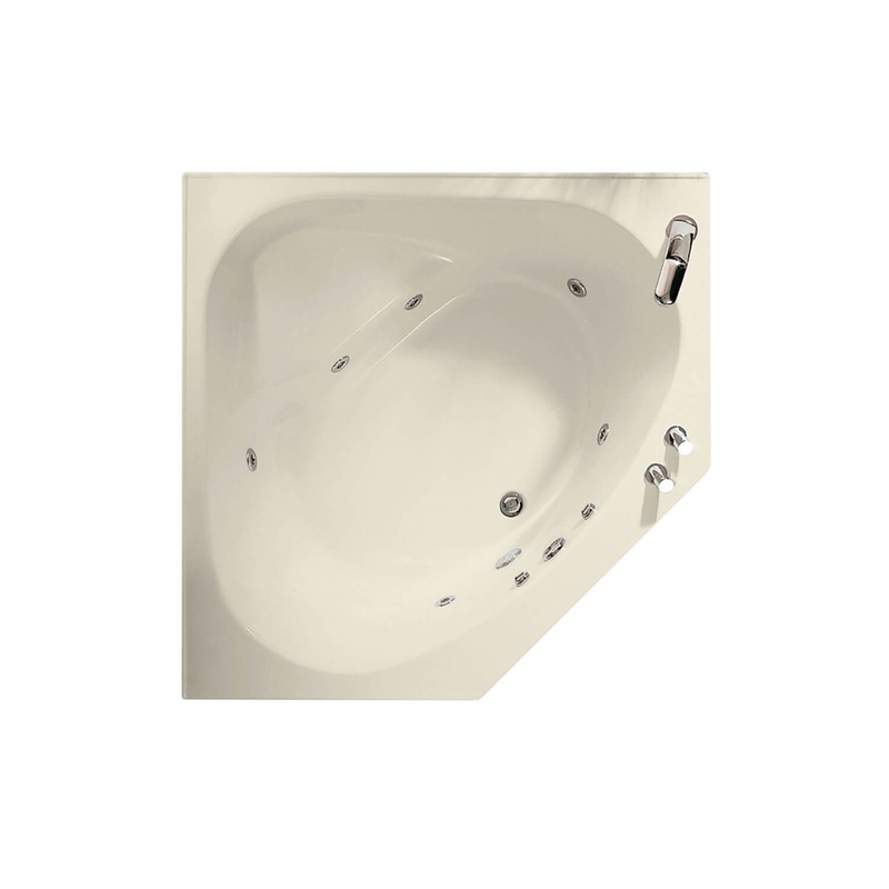 MAAX 100875-000-004-000 Tandem 5454 Acrylic Corner Center Drain Bathtub in Bone