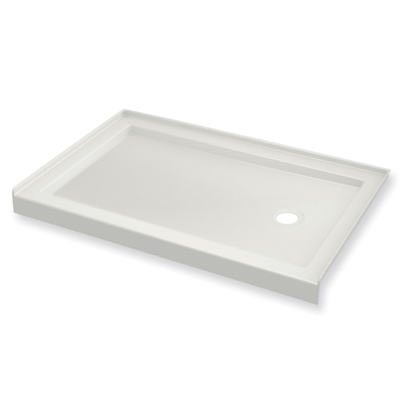 MAAX 410035-541-001-000 B3Round 6034 Acrylic Alcove Shower Base in White with Anti-slip Bottom with Center Drain