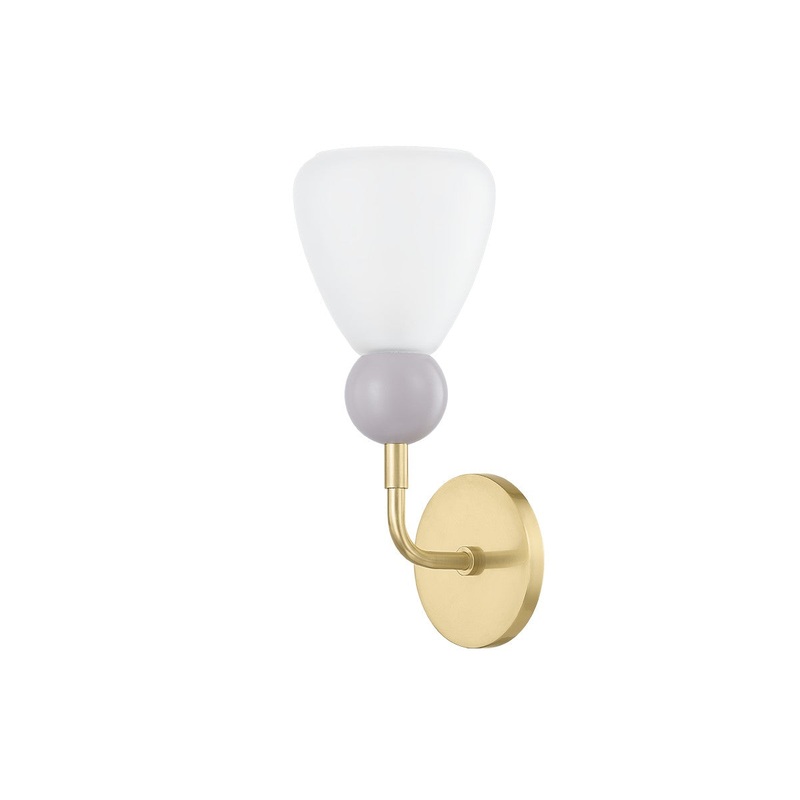 One Light Wall Sconce from the Doreen Collection in Aged Brass/Soft Peignoir Finish by Mitzi