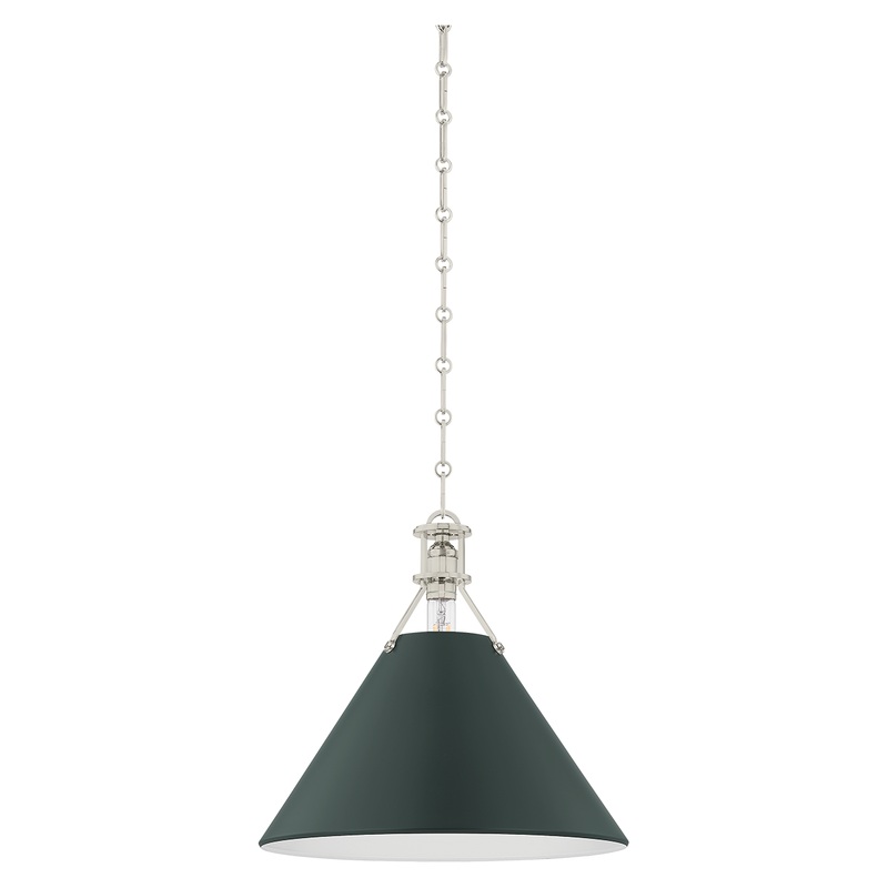 Painted No.2 1-Light Pendant Polished Nickel/Soft Studio Green