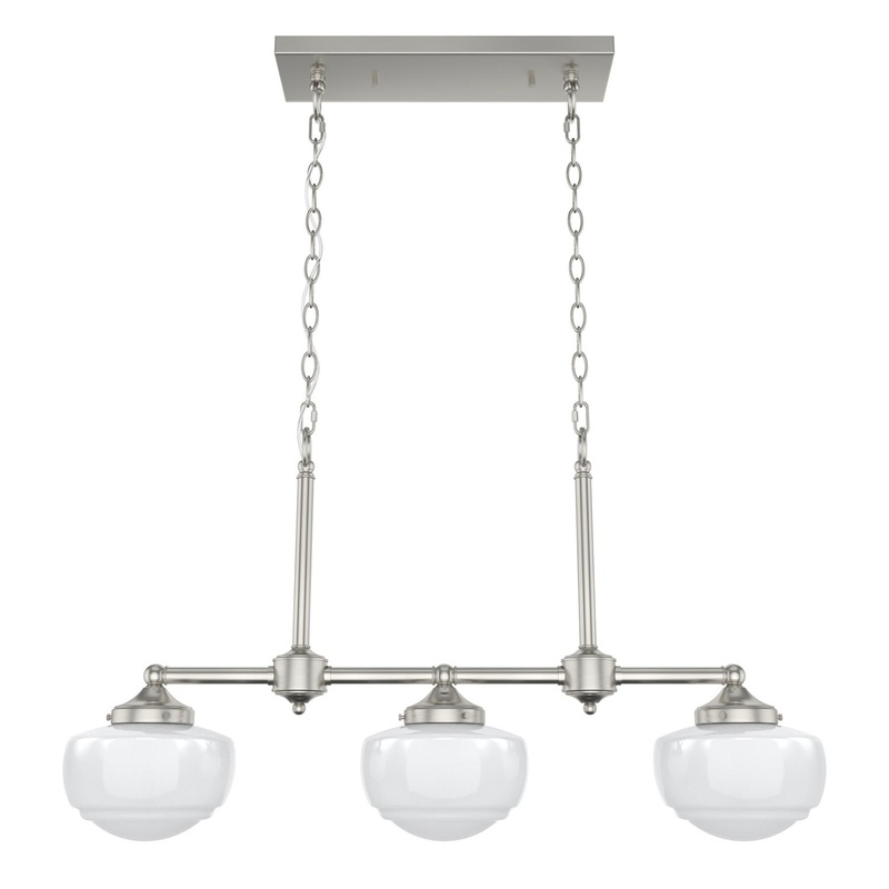 Three Light Linear Chandelier from the Saddle Creek Collection in Brushed Nickel Finish by Hunter